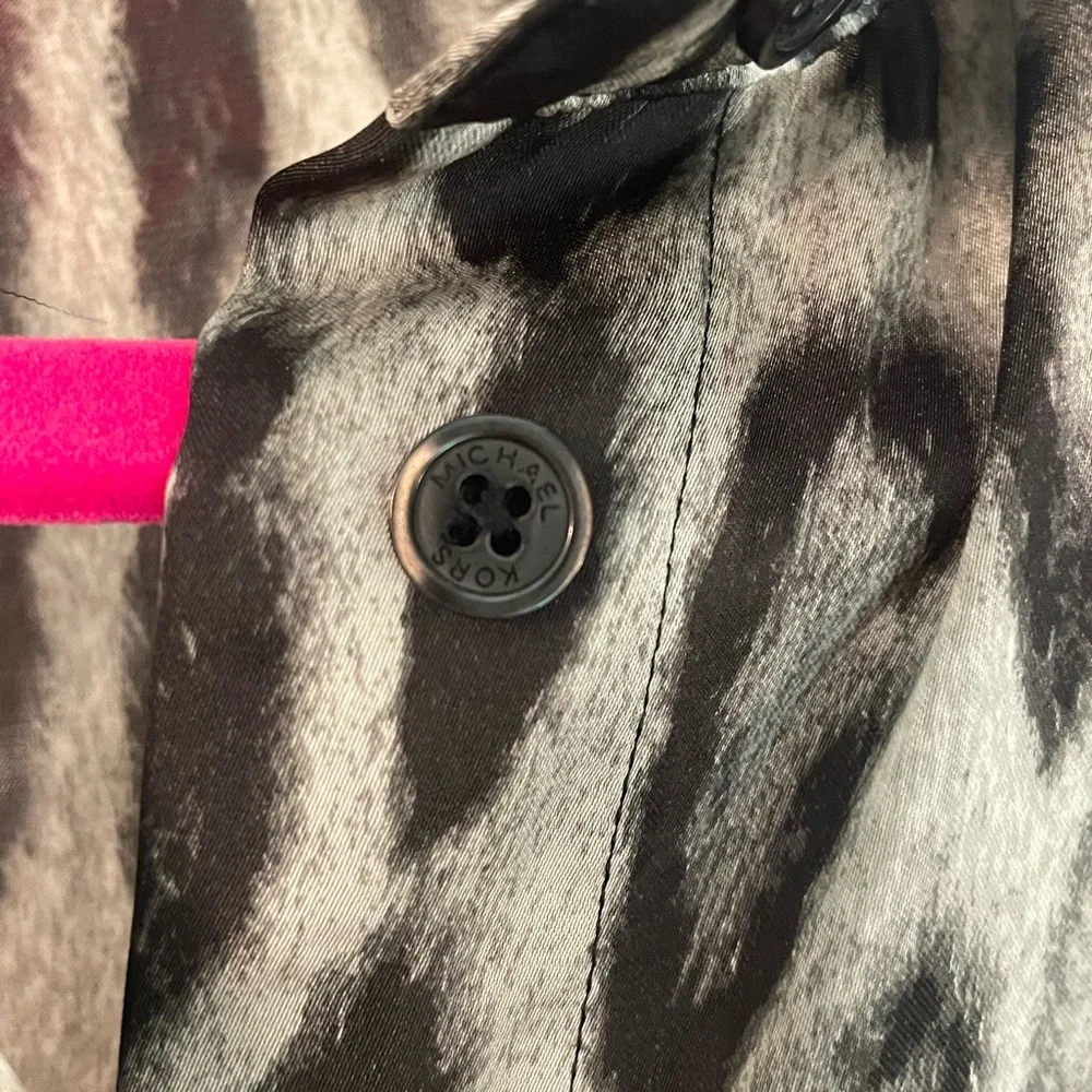 Michael Kors Leopard Print Button-Down Blouse - Black & Cream